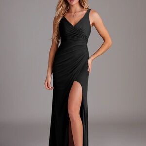 Azazie Black Maxi Dress with Slit